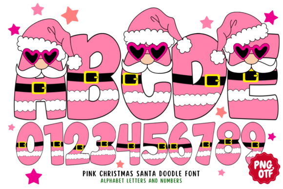 Pink Christmas Santa Doodle: A Playful Holiday Typeface